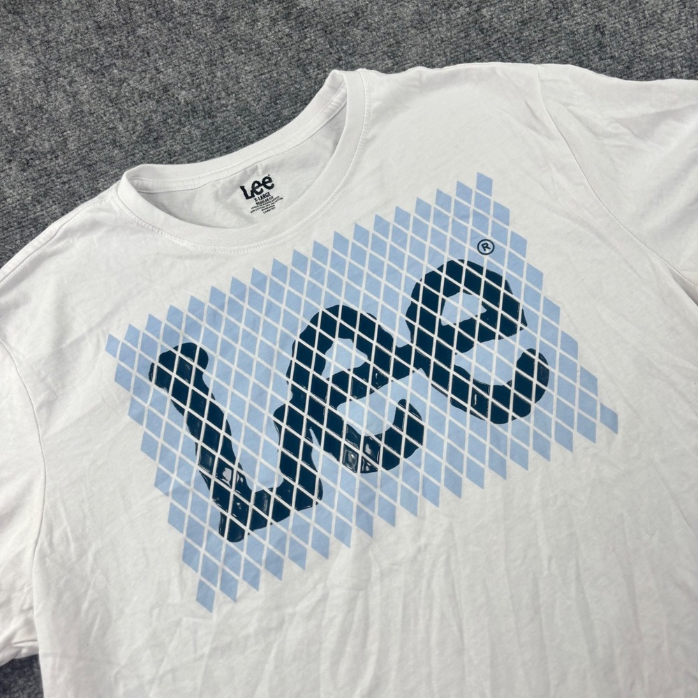 Lee T-Shirt XL White Graphic Logo Lattice Print Mens